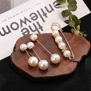 Vintage Pearl Clothing Pins Dress Pants Buckle Brooches Set