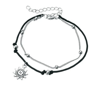 Vintage Star Elephant Anklets Bracelet For Women Boho Double Layer Ankle