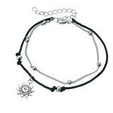 Vintage Star Elephant Anklets Bracelet For Women Boho Double Layer Ankle