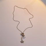 Y2K Butterfly Pendant Necklace Silver Chain Necklaces for Women