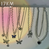 Y2K Butterfly Pendant Necklace Silver Chain Necklaces for Women