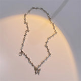 Y2K Butterfly Pendant Necklace Silver Chain Necklaces for Women