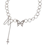 Y2K Butterfly Pendant Necklace Silver Chain Necklaces for Women