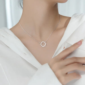 925 Silver Sun Pendant Necklace for Women
