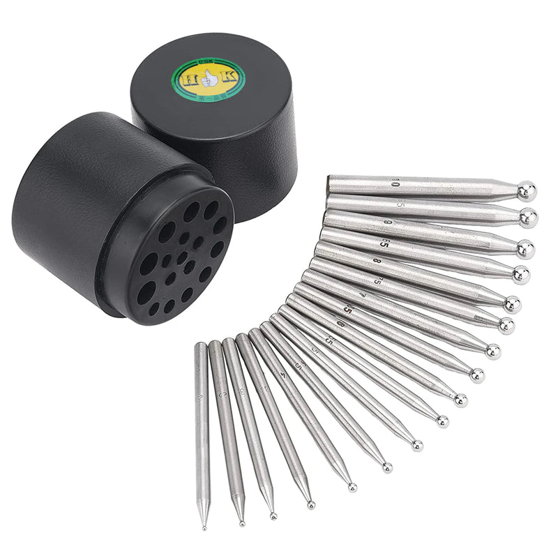 17Pcs Dapping Doming Punch Block Set 2-18mm Stainless Steel Jewelry Making Tools