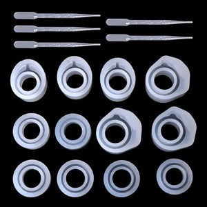 17Pcs Resin Kit Silicone Mold Ring Molds 3 Sizes DIY Jewelry Rings 16/16.6/17mm