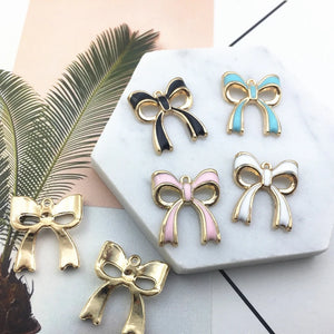 17X19MM Glazing KC Alloy Bowknot Earring Necklace Pendants
