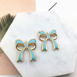 17X19MM Glazing KC Alloy Bowknot Earring Necklace Pendants