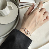 Long Girls 925 Sterling Silver Retro Link Chain Toggle Eagle Bracelet