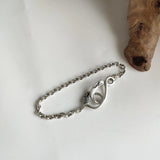 Long Girls 925 Sterling Silver Retro Link Chain Toggle Eagle Bracelet