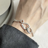 Long Girls 925 Sterling Silver Retro Link Chain Toggle Eagle Bracelet