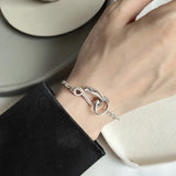 Long Girls 925 Sterling Silver Retro Link Chain Toggle Eagle Bracelet