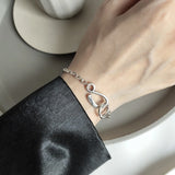 Long Girls 925 Sterling Silver Retro Link Chain Toggle Eagle Bracelet