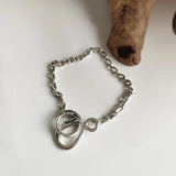 Long Girls 925 Sterling Silver Retro Link Chain Toggle Eagle Bracelet