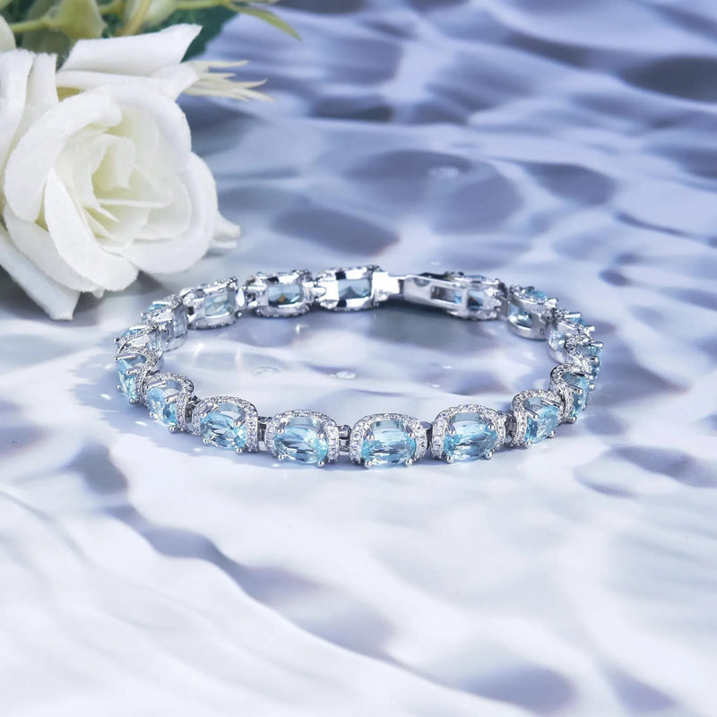 Silver Bracelet with Buckle Charm Zircon CZ Tennis Bracelet