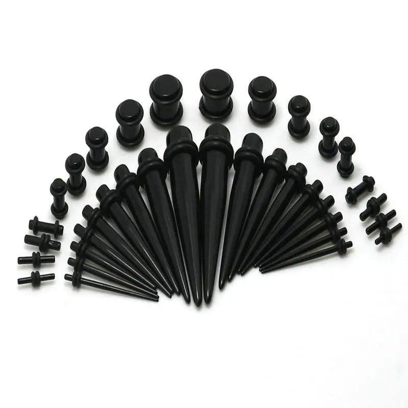 17colors 36pcs Ear Taper & Plug Stretching Kit Flesh Tunnel Ear Gauges