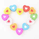 100pcs Mixed Wooden Heart Spacer Beads for Jewelry DIY