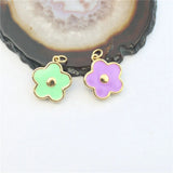 Enamel Flower Charm 20pcs Gold Plated Pendant Fashion Jewelry Accessories
