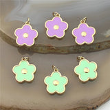 Enamel Flower Charm 20pcs Gold Plated Pendant Fashion Jewelry Accessories