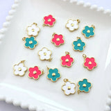 Enamel Flower Charm 20pcs Gold Plated Pendant Fashion Jewelry Accessories