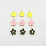 Enamel Flower Charm 20pcs Gold Plated Pendant Fashion Jewelry Accessories
