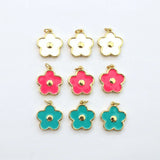 Enamel Flower Charm 20pcs Gold Plated Pendant Fashion Jewelry Accessories