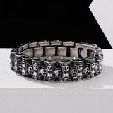 17mm Stainless Steel Skull Charm Bracelet Bangle Mens Jewelry