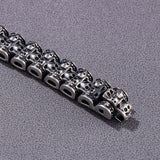 17mm Stainless Steel Skull Charm Bracelet Bangle Mens Jewelry