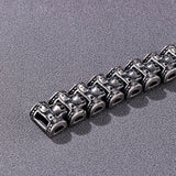17mm Stainless Steel Skull Charm Bracelet Bangle Mens Jewelry