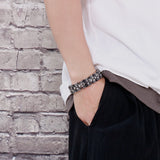 17mm Stainless Steel Skull Charm Bracelet Bangle Mens Jewelry