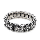 17mm Stainless Steel Skull Charm Bracelet Bangle Mens Jewelry