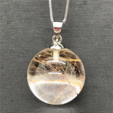 17mm Rutilated Pendant Silver Chains Jewelry AAAAA