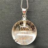 17mm Rutilated Pendant Silver Chains Jewelry AAAAA