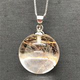 17mm Rutilated Pendant Silver Chains Jewelry AAAAA