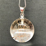 17mm Rutilated Pendant Silver Chains Jewelry AAAAA