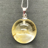 17mm Rutilated Pendant Jewelry For Women Men Healing Gift Luck Crystal Stone
