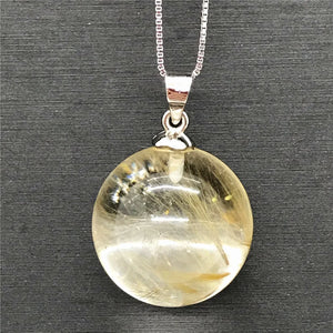 17mm Rutilated Pendant Jewelry For Women Men Healing Gift Luck Crystal Stone
