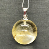 17mm Rutilated Pendant Jewelry For Women Men Healing Gift Luck Crystal Stone