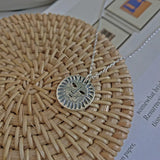 925 Sterling Silver Retro Abstract Sun Pendant Necklace