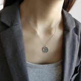 925 Sterling Silver Retro Abstract Sun Pendant Necklace