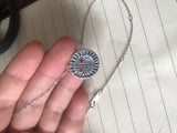925 Sterling Silver Retro Abstract Sun Pendant Necklace