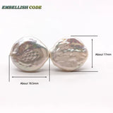 17mm Coin Stud Earrings Tissue Nucleated Freshwater Pearls