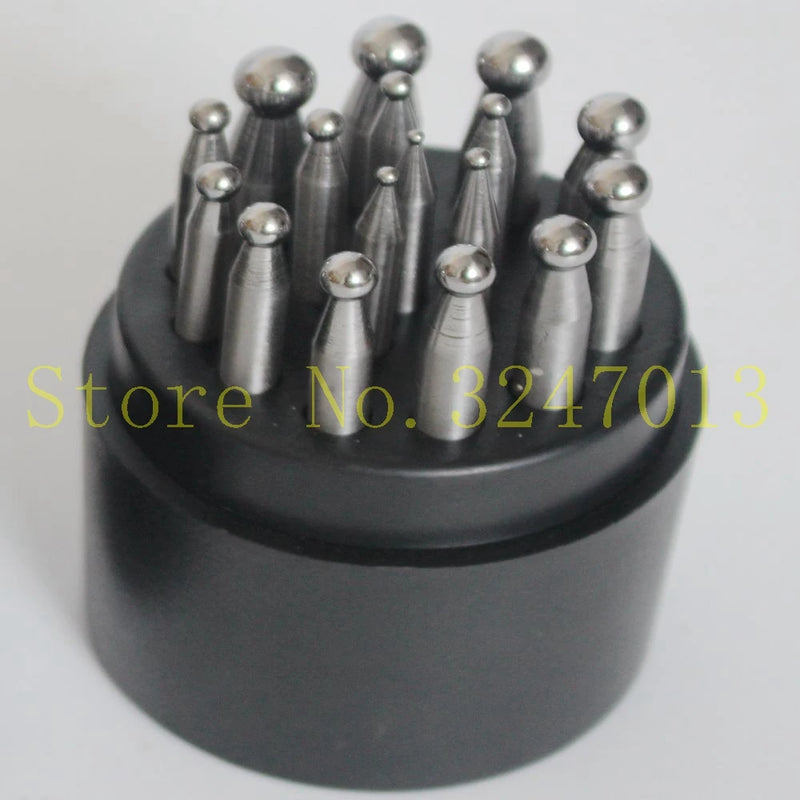 17pcs Steel Dapping Punches Dapping Block Set DIY Jewelers Tool
