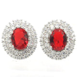 Dazzling Pink Morganite Red Ruby CZ 925 Silver Earrings