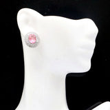 Dazzling Pink Morganite Red Ruby CZ 925 Silver Earrings