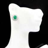 Green Emerald Pink Kunzite CZ 925 Silver Earrings