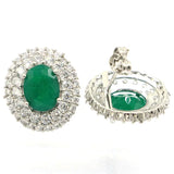Green Emerald Pink Kunzite CZ 925 Silver Earrings