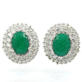 Green Emerald Pink Kunzite CZ 925 Silver Earrings