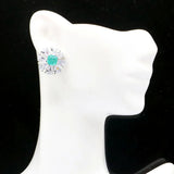 Aquamarine Sapphire Women Engagement 925 Silver Earrings