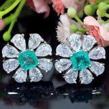 Aquamarine Sapphire Women Engagement 925 Silver Earrings